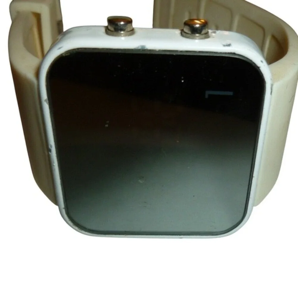 Retro White Digital LED Square Watch Silicone Band‎ Minimalist Y2K Sporty Unisex